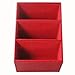 KINGFOM 3 Slot PU Leather Remote Control Holder Organizer, Home Sundries Storage Box, TV Guide/Mail/CD Organizer/Caddy/Holder with Free Cable Organizer (Red Croco)