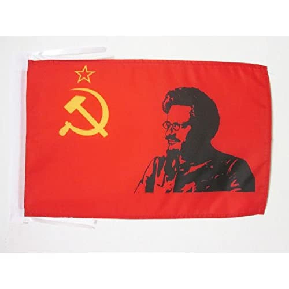 AZ FLAG - USSR with Trotsky Flag - 18'' x 12'' - 100% Polyester Soviet Union communist Small Banner with Two Cords - Fade Resistant - Vivid Colors - 18x12 in - 45x30 Cm — image 1