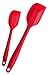 StarPack Basics Silicone Spatula Set (1 Small, 1 Large), High Heat Resistant to 480°F, Hygienic One Piece Design, Non Stick Rubber Cooking Utensil Set (Cherry Red)