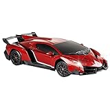[2019 Upgrade] Remote Control Car - QUN FENG RC Cars Authorized by Lamborghini 1/24 Veneno Electric Car Sport Racing Hobby Toy Cars Grade Licensed Model Vehicle for Kids(Red)