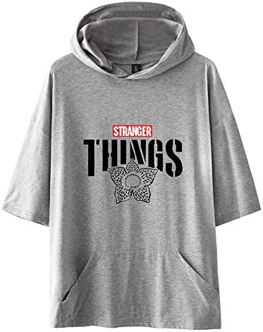 Ohkjejfg Stranger Things T-Shirt Handsome Mens Hawaiian Short Sleeve Shirt Printed Casual Beach Holiday Short Sleeve Shirt Unisex (Color : Grey04, Size : XL)