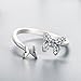 XOYOYZU 925 Sterling Silver Butterfly White Birthstone CZ Ring Expandable Open Rings Adjustable for Women Jewelry (Sterling silver ring)