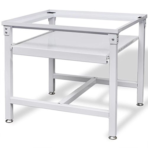 Heitamy Washing Machine Base, Raised Pedestal Stand White Washing Machine Pedestal with Extension Rack and Non-Slip Pads Steel Base for Home Laundry - Thumbnail 2