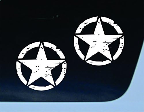 GET 2 Oscar Mike WHITE 5x5 inch vinyl decal distressed star car truck window