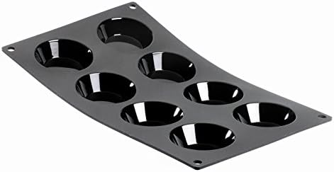 De Buyer 1965.01 Silicone Baking Mould - 8 Round Tartlets, 6.5 cm Diameter, Black
