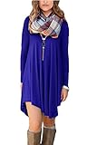 POSESHE Women's Long Sleeve Casual Loose T-Shirt Dress (XL, Royal Blue)