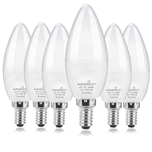Kindeep E12 Candelabra LED Bulbs, Dimmable Daylight White 5000K Ceiling