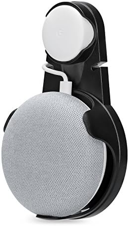 LOPOO Wall Mount for Google Home Mini Hanger Stand Home Mini Holder Case Plug Home Mini Voice Assistants Mount Clip Plug in Bedroom, Kitchen, and Living (Black)