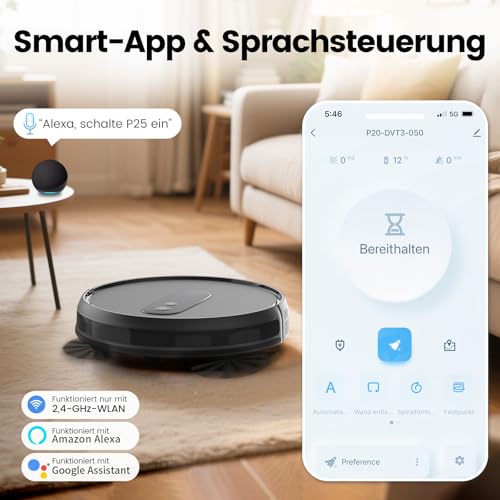 FIXR P25 Robot Vacuum Cleaner, Robot Vacuum Cleaner with 4000 Pa Suction Power, Robot Vacuum Cleaner with Charging Station, Robot Vacuum Cleaner without Wiping Function for Carpet, Pet Hair, Hard