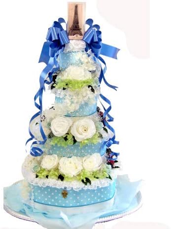 ブルーリボン 家電 オムツケーキ 最高級の出産祝い 社長令嬢 社長令嬢 有名モデル御用達 プリザーオムツケーキブドローズ12輪を飾った豪華4段おむつケーキ お洒落な パリ パーティ チョコ色のエッフェル塔キャンドルを飾って オーダーメイド出来る特別作品 送料無料