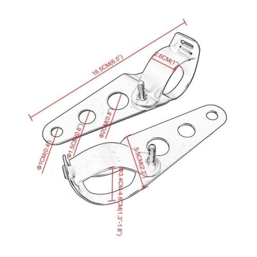 HQTS Universal Motorcycle Headlight Bracket 38mm - 51mm Motorcycle Headlight Holder Black Clip