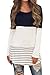 Sherosa Women's Casual Color Block Lace Inset Long Sleeve T Shirt Tunic Tops