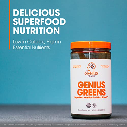 Genius Super Greens Superfood Powder, Nootropic Supplement Organic