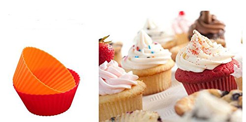 Silicone Muffin Cups, Reusable & Nonstick Muffin Molds,12 Pack Baking Cups, Six Colors