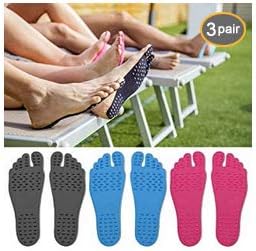 IPEAK Barefoot Pad, Durable Non-Slip Waterproof Feet Pads for Swimming Pool, Beach Insole, Spa, Park, Street, Exercise, Yoga Socks Nakefit Stick on Soles(3 Pairs/Pack)