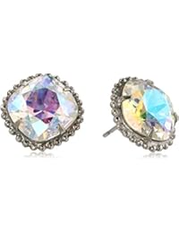 Essentials Cushion-Cut Solitaire Earring, Antique Gold-Tone Finish