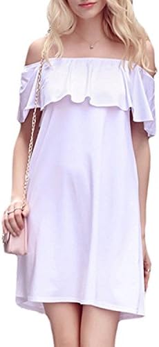 Tirahse Women’s Off Shoulder Strapless Solid Casual Summer Dresses