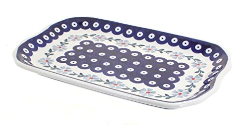Click Here to See More Images Blue Rose Polish Pottery Blue Violet Small Rectangular Tray
