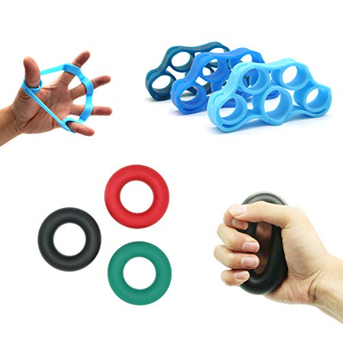 ADMA Hand Squeezer Exerciser,Hand Grip Strengthener Workout,Grip Strength Trainer,Finger Stretcher Resistance Bands(6 Pack),3 Levels Hand Gripper Great for Hand Strengthener & Hand Rehabilitation (6)
