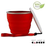 Collapsible Travel Cup - 100% Food-grade Silicone Mug for Camping and Hiking, Red- by Not Just A Gadget