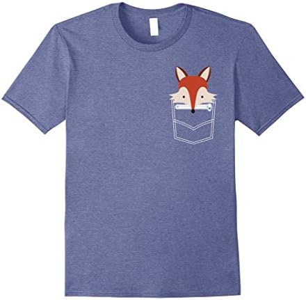 Mens Fox Pocket Shirt Funny Cute Peeking Fox Animal Pocket Shirt Small Heather Blue