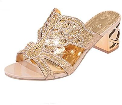 DAYSEVENTH Slipper & Sandal, New Summer Fashion Women Big Rhinestone High Heel Sandals Ladies Party Shoes