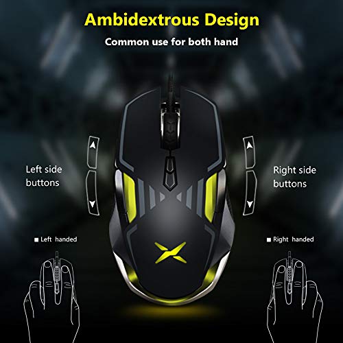 DELUX Wired Gaming Mouse with Pixart PMW3389 16000DPI Optical High Precision Sensor, Chroma RGB Lighting, Ambidextrous 9 Programmable Buttons Design and 15g Personalized Weight (M628BU(3389)-Black)