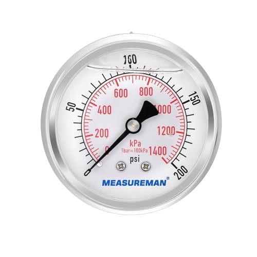 MEASUREMAN 2-1/2inch Dial Size, Glycerin Filled