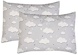Toddler Pillowcase, 2 pack- Premium Cotton Flannel, SOFT & BREATHABLE, toddler pillowcase 13x18, Clouds