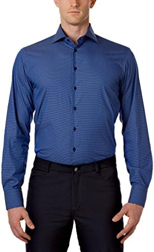 American Tall Men's Tall Italian Dress Shirt in Blue Mini Check