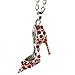 Silver Bling High Heel Shoe Mirror Car Charm Hanger Ornament Red Rhinestones with Chain