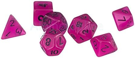 NEW Glow In The Dark 7pcs/set TRPG Games D&D D4-D20 Multi-Sided Dice Purple