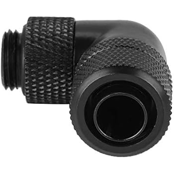 fosa G1/4 2' Thread Water Cooling Fitting Durable Thin Tube 90° Right Angle Elbow Copper Nickel Plated Black & Silver(Black)