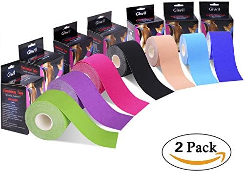 Giwil Kinesiology tape, Uncut Physio Support Tape -2Pack 5cm x 5m - 7 colours of premium quality kinesio available for sports injury