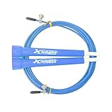 Jump Rope by xFitness | 10 Feet Fully Adjustable Premium Fast Speed Wire Cable | 10 Colors Available | Best For Cross Training, Double Under, MMA, Skipping, Boxing (Blue)