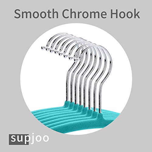 image for SUPJOO Premium Velvet Hangers - No Shoulder Bumps Suit Hangers with Ch