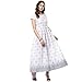 Indian Virasat Women's Beautiful Printed Cotton Flaired Anarkali Medium White Tunic Kurti