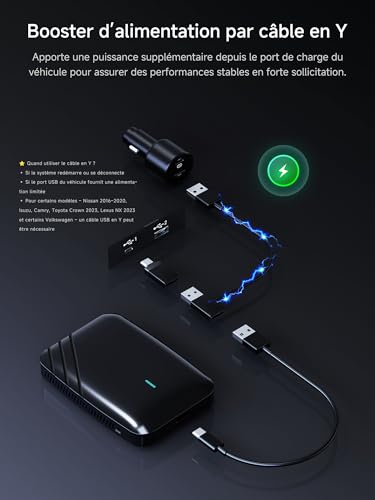 AI Box CarPlay, Android Auto Wireless CarPlay Adapter, 4G+32G, for Netflix/Youtube/TikTok, DriveChat AI, Bluetooth Lock, Split Screen, Dual Wi-Fi, Y Cable, CB4B