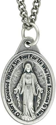 Miraculous Medal Pendant and 18" Chain. Our Lady of the