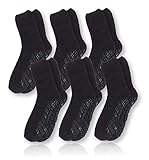 Pembrook Non Skid / Slip Socks - (6-Pack - Black) - Hospital - Fuzzy Slipper Socks - Great for adults, men, women. Designed for medical hospital patients but great for everyone