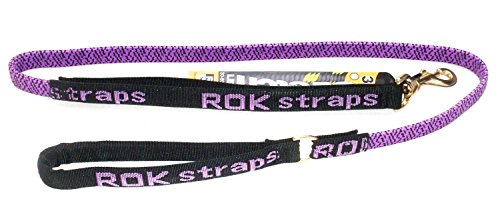 ROK Straps Stretch 54" Leash For Medium Dogs 30-60lbs - Color: Purple w/Black