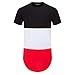 OLRIK Men's Hipster Hip Hop Short Sleeve Hit Colour Side Zipper T Shirt Black M