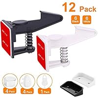 Puyujin Cabinet Locks Child Safety Baby Proofing, 12 Pack Child Safety Cabinet Locks and Drawers Latch Quick and Easy Adhesive, Child Safety with No Drilling No Tools Installation (White)
