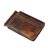 Badiya Men's Vintage Genuine Leather Bifold Money Clip Wallet Slim Card Holders