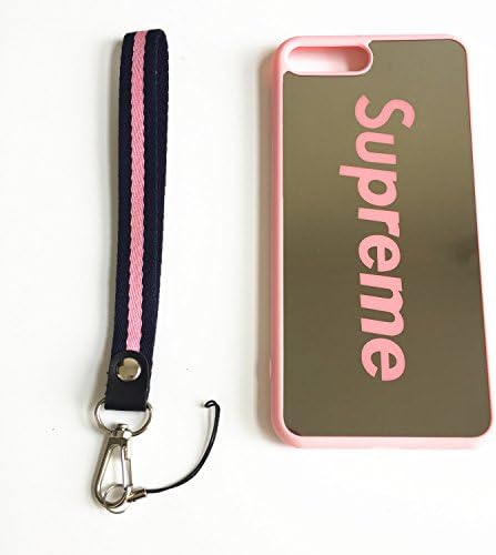 Wellfun Reflective Mirror Case Cover with Wrist Lanyard Straps.Shockproof Resistant Case for Apple iPhone 7 Plus and 8 Plus 5.5 inch (Pink)
