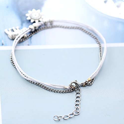 ATIMIGO Boho Beach Layered Rope Anklet Bracelet Handmade Foot Jewelry for Women Teen Girls
