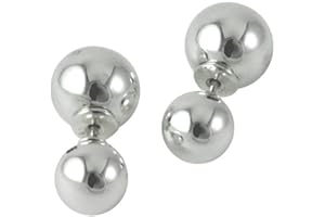 apop nyc 925 Sterling Silver Double Sided Round Ball Stud Earrings, Sizes