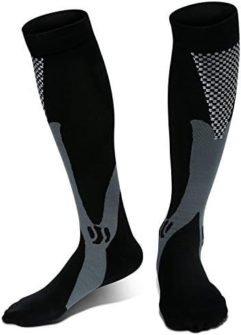 Compression Socks for Men Women, VEY Premium Design for Everyday Use, Running, Pregnancy, Flight, Travel, Nursing. Boost Stamina, Circulation (S/M, Black)