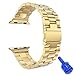 Creazy Stainless Steel Strap Watch Band+Adapter+Case Cover for Apple Watch 38mm (Gold)
