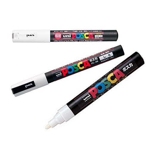 3 kinds of Uni Posca ã€WHITEã€‘ Paint Marker Pen Extra Fine 0.7mm/Fine Point 0.9-1.3mm/Medium Point 1.8-2.5mm & Our Shop Sticky note/VALUE SET!!!